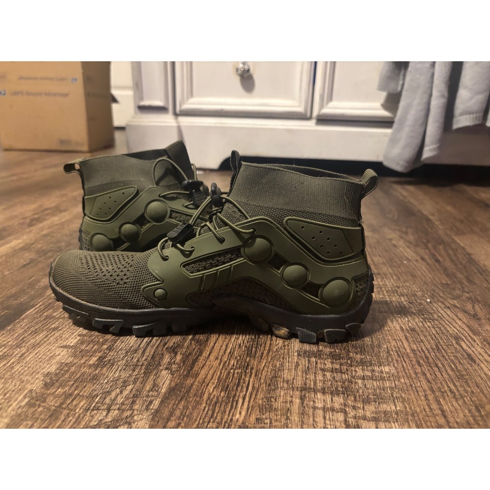 Bradley & Holden Mens High Top Knit Sneakers Olive Green Tactical Style Shoes